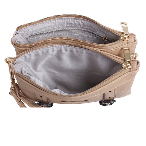 Black Cara Crossbody bag MKF Mia K. adjustable removable strap 2 pocket clutch - Picture 3 of 9